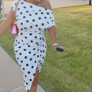 Polka Dot Sheath Dress - Black & White